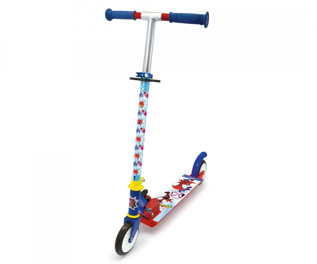  Spidey - Patinette 2 Roues Pliable - Guidon Réglable sur 3 Niveaux - Roues Silencieuses - de 5 ans à 10 ans - Poids Maximim 50 Kgs