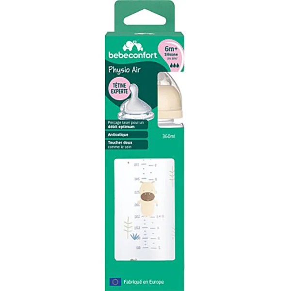 Biberon Physio Air Tétine Débit 3.0 360mL Sand 6m+
