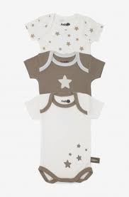 [BOMCETBE3M] Body Manches Courtes En Coton Bio À Motifs Étoiles (Lot De 3)