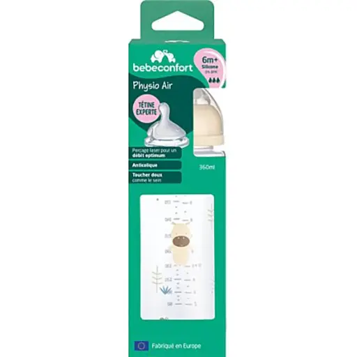 Biberon Physio Air Tétine Débit 3.0 360mL Sand 6m+